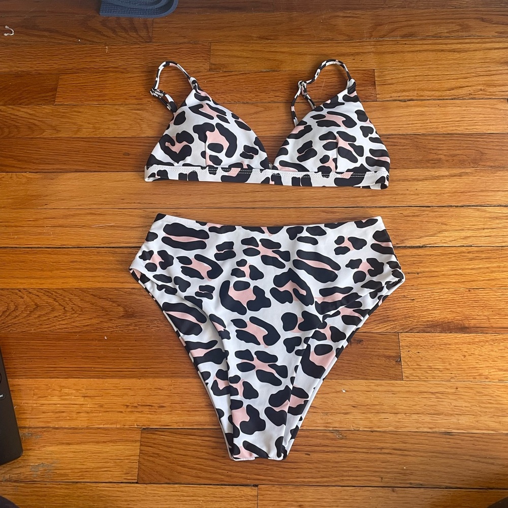 Cheetah Print high waisted Bikini Set